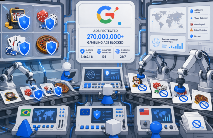 Google blokeerib 270 miljonit hasartmängureklaami 2025. aastal, kuna regulatiivne surve kasvab pilt